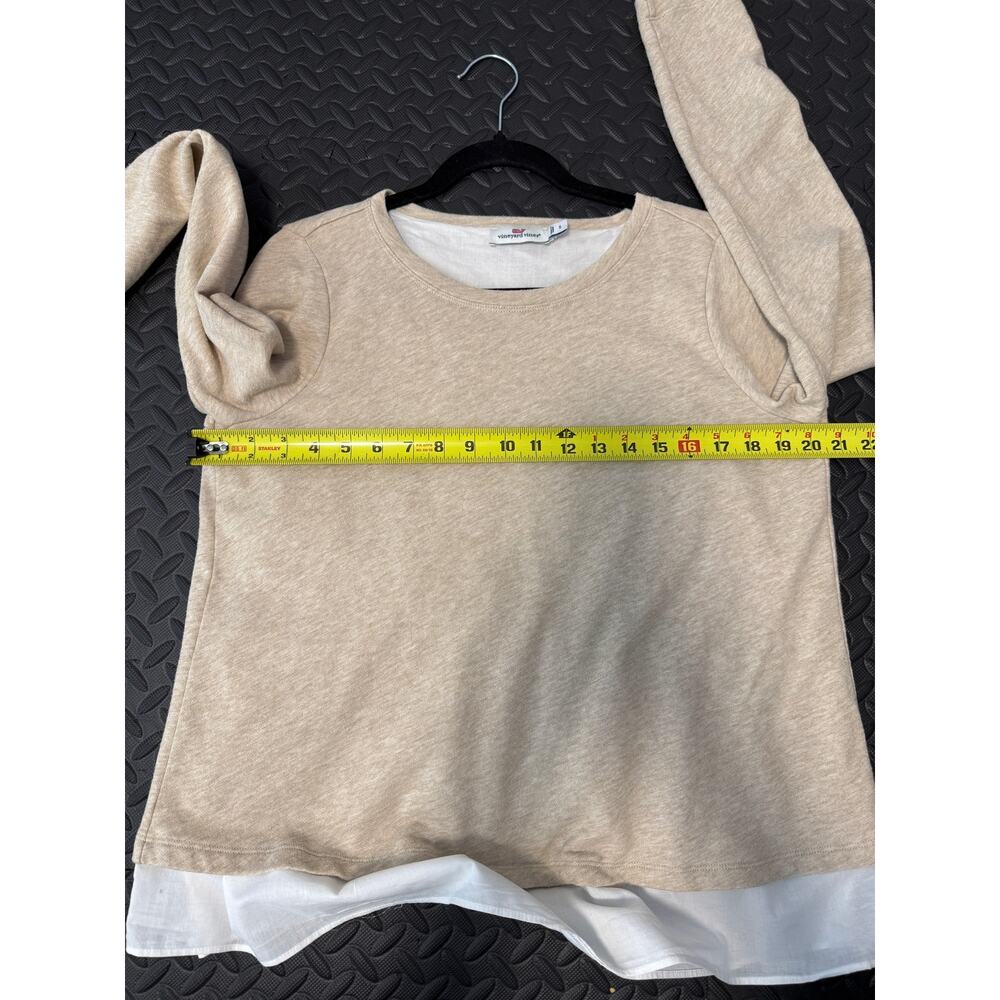 Vineyard Vines Layered Shirt Tail Top Small Beige Long Sleeve - Picture 7 of 7